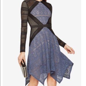 BCBG MaxAzria Chelsee Dress - Blue/Black Crochet and Lace Dress